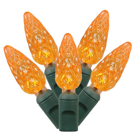 Vickerman 100 Orange C6 LED Lights on Green Wire, 34 ft. Christmas Light Set with 4 in. Spacing X4G8108